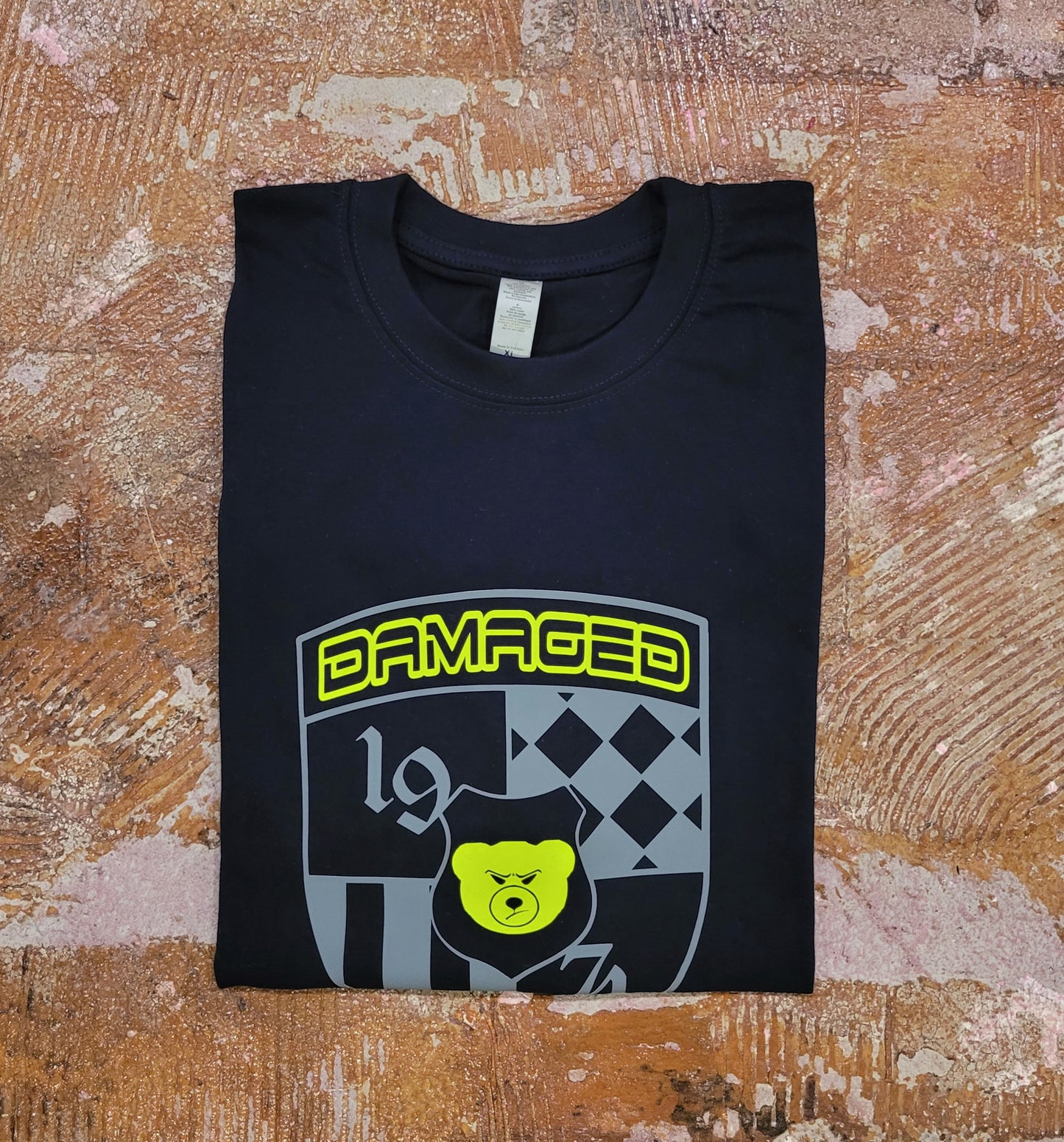 Black "Damged Crest" T Shirt