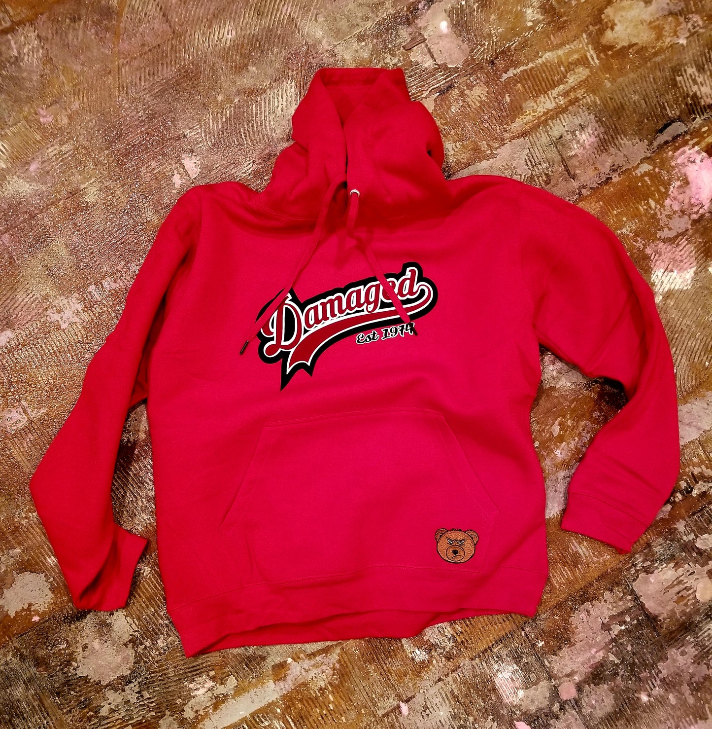 Red "Damaged U" Hoodie