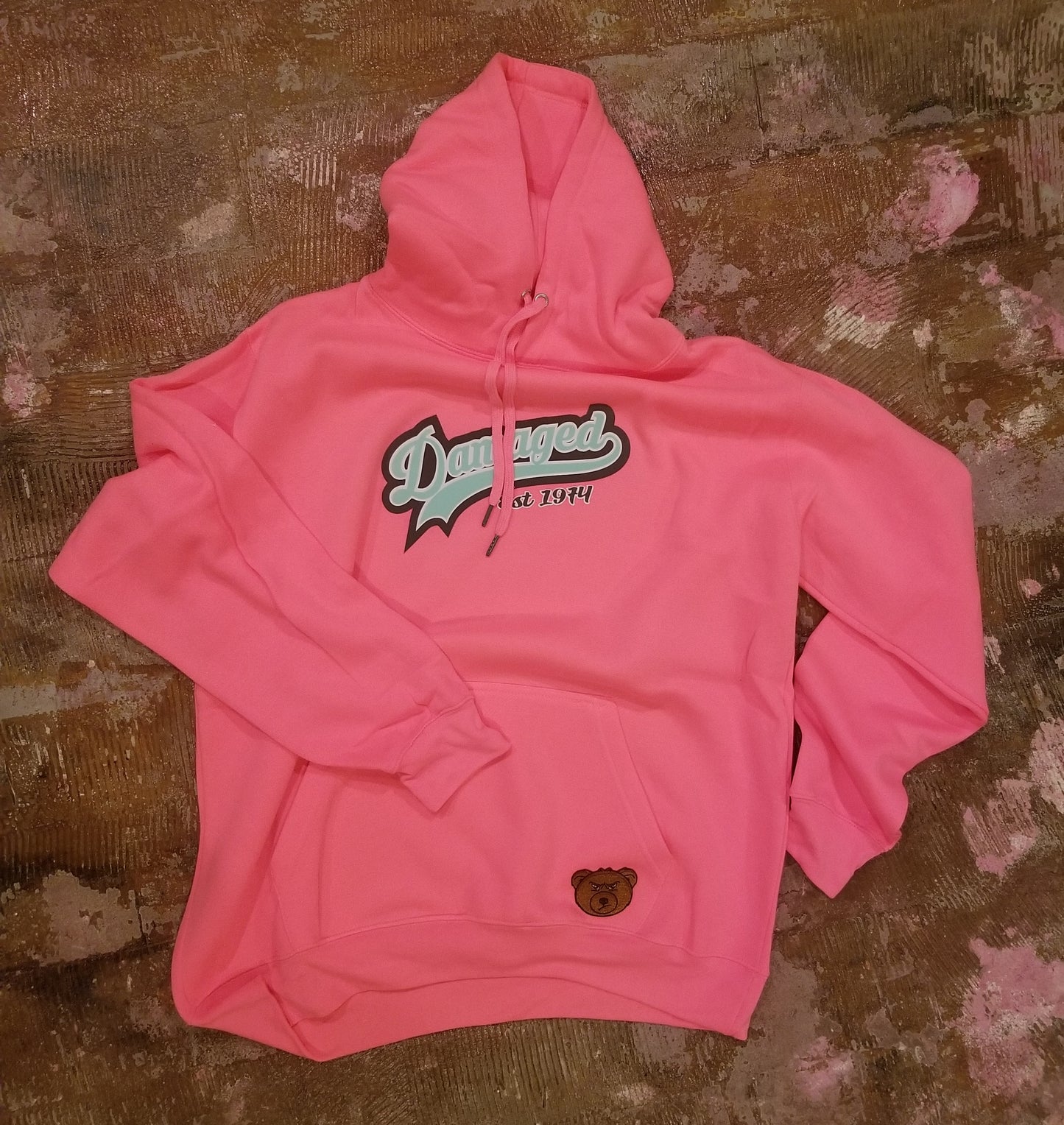 Neon Pink "Damaged U" Hoodie