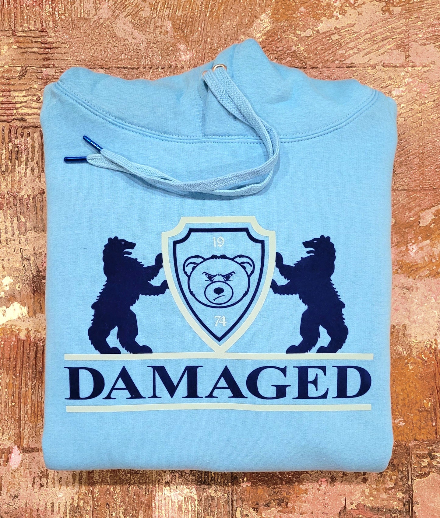 Sky Blue "Damaged Heraldry" Hoodie