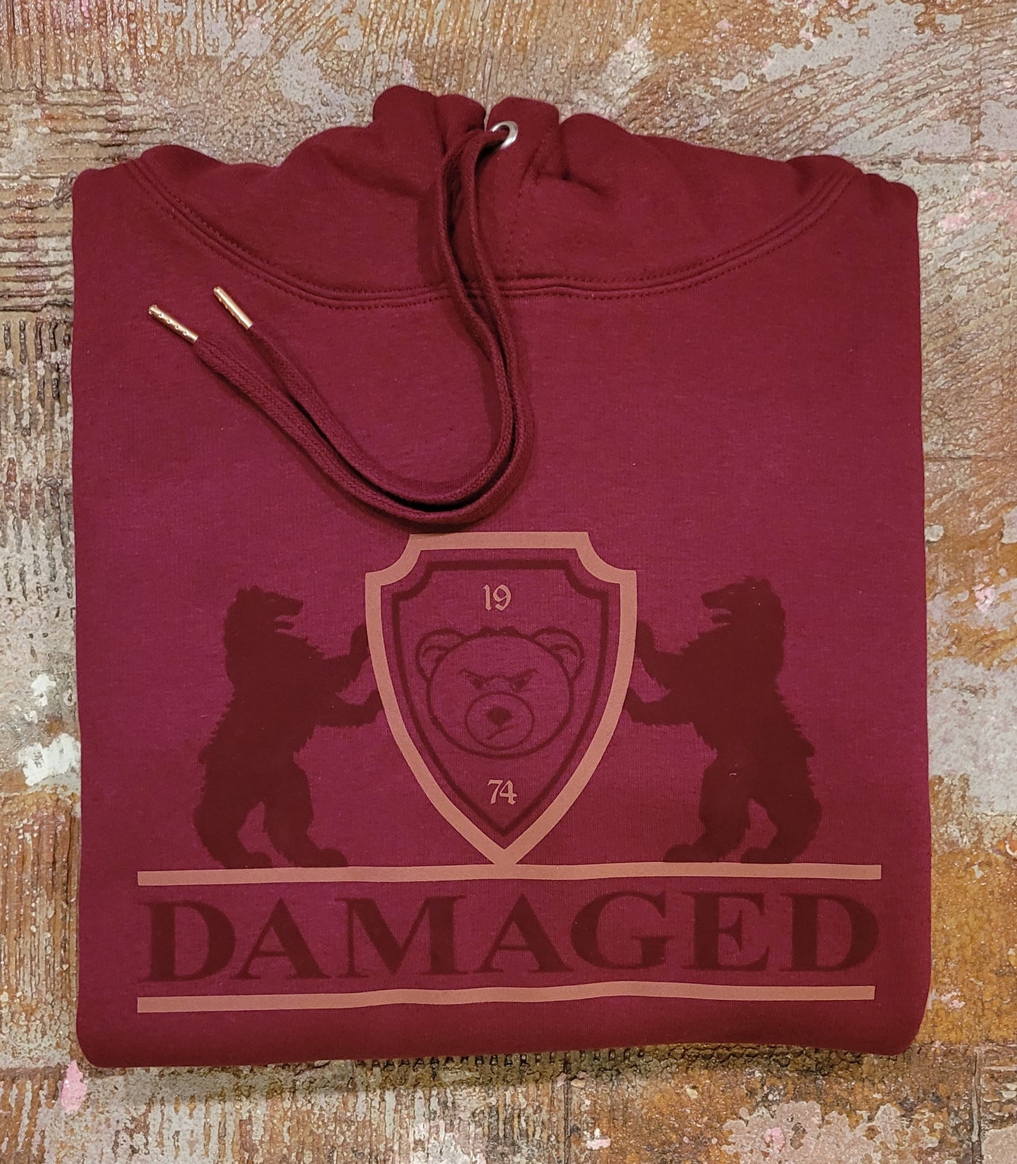 Maroon "Damaged Heraldry" Hoodie
